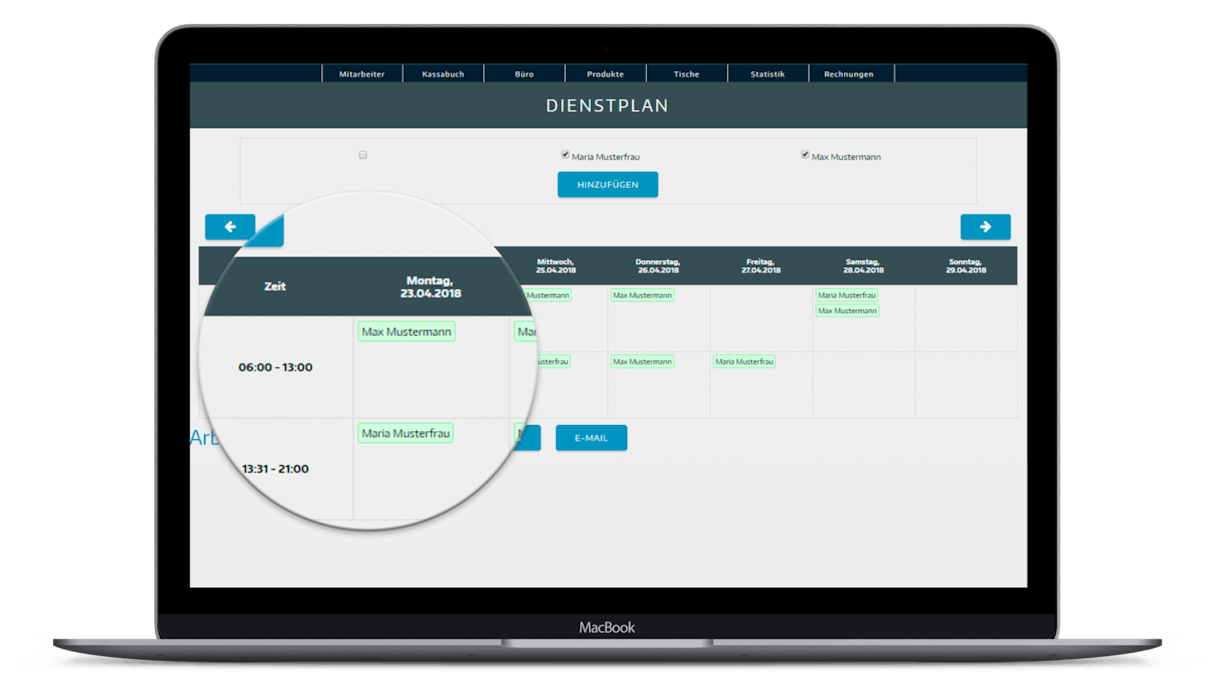 mitarbeiterverwaltung screen mitarbeiterverwaltung screen