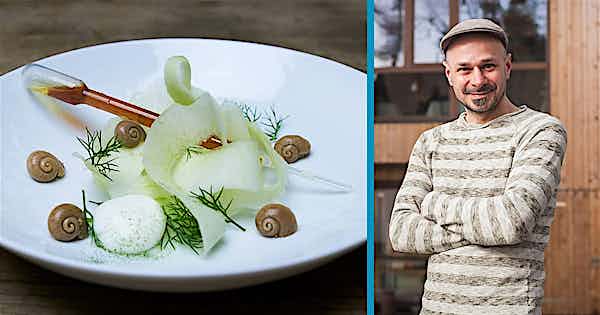 Schneckenmanufaktur Gugumuck Restaurantbesitzer und Schnecken-Gericht