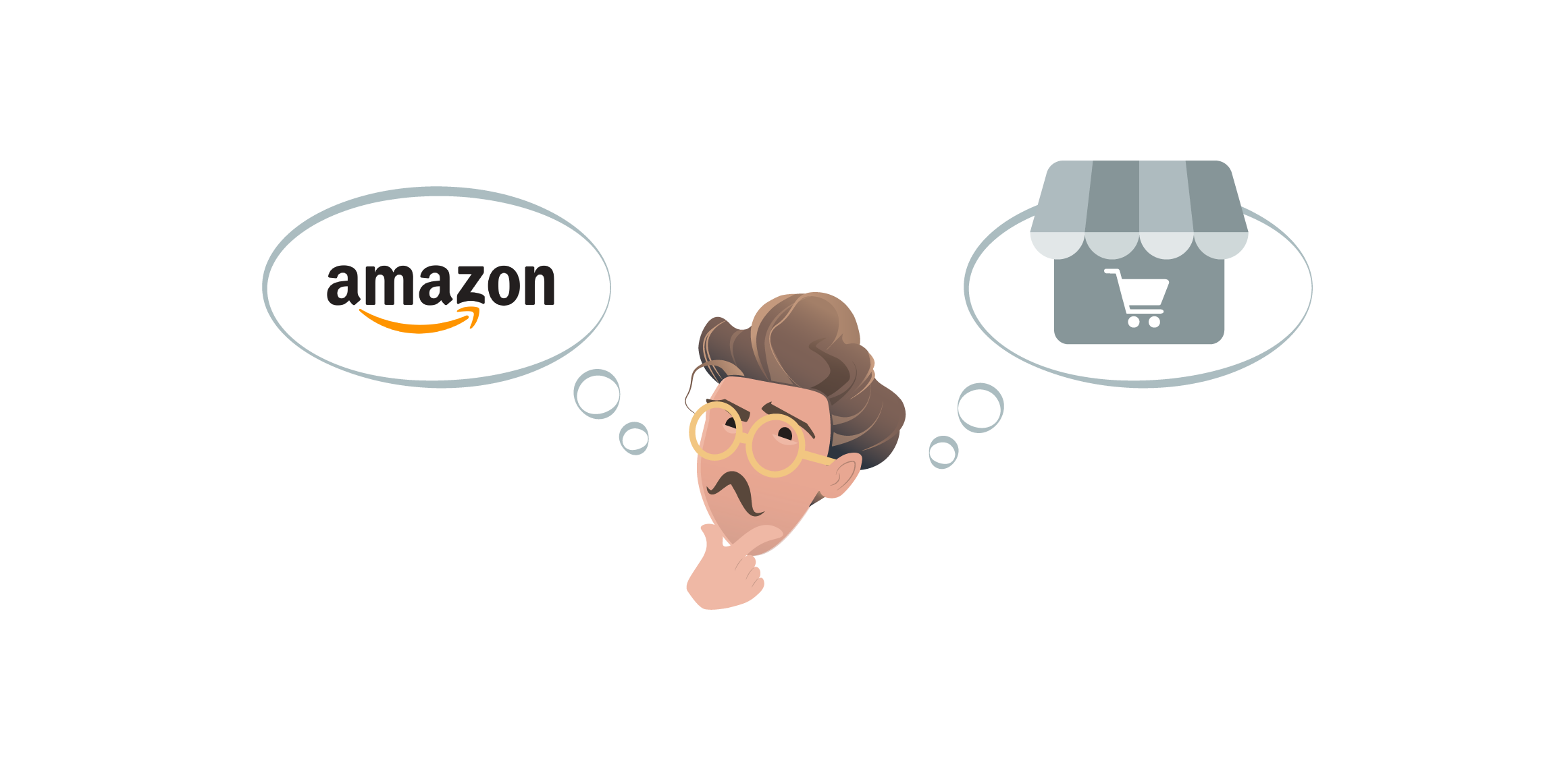 Mann entscheidet sich für einen Online-Shop Grafik