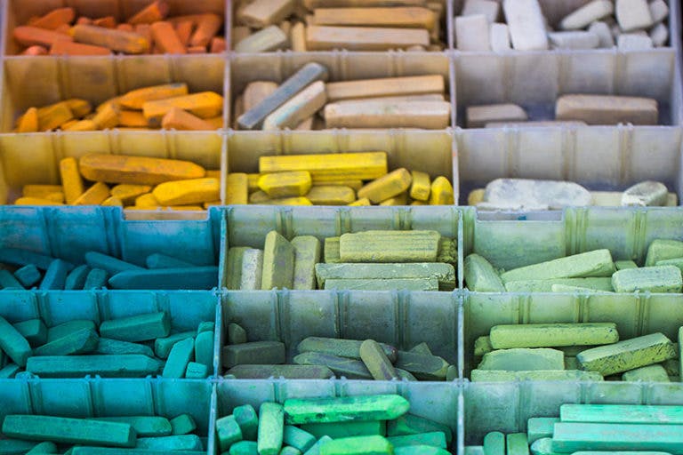 Inventur Bunte Kreide sortiert