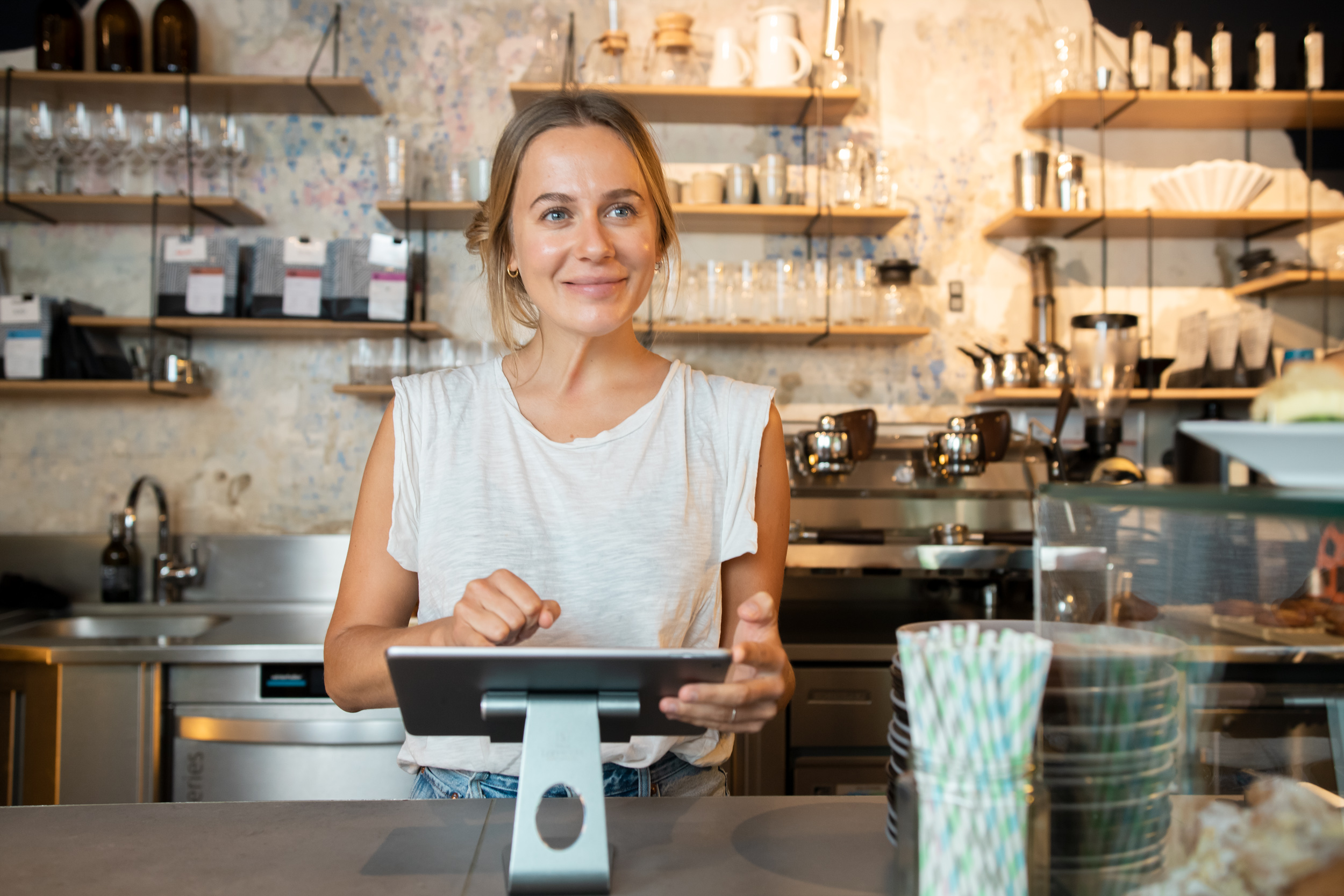 Waitress with Tablet POS