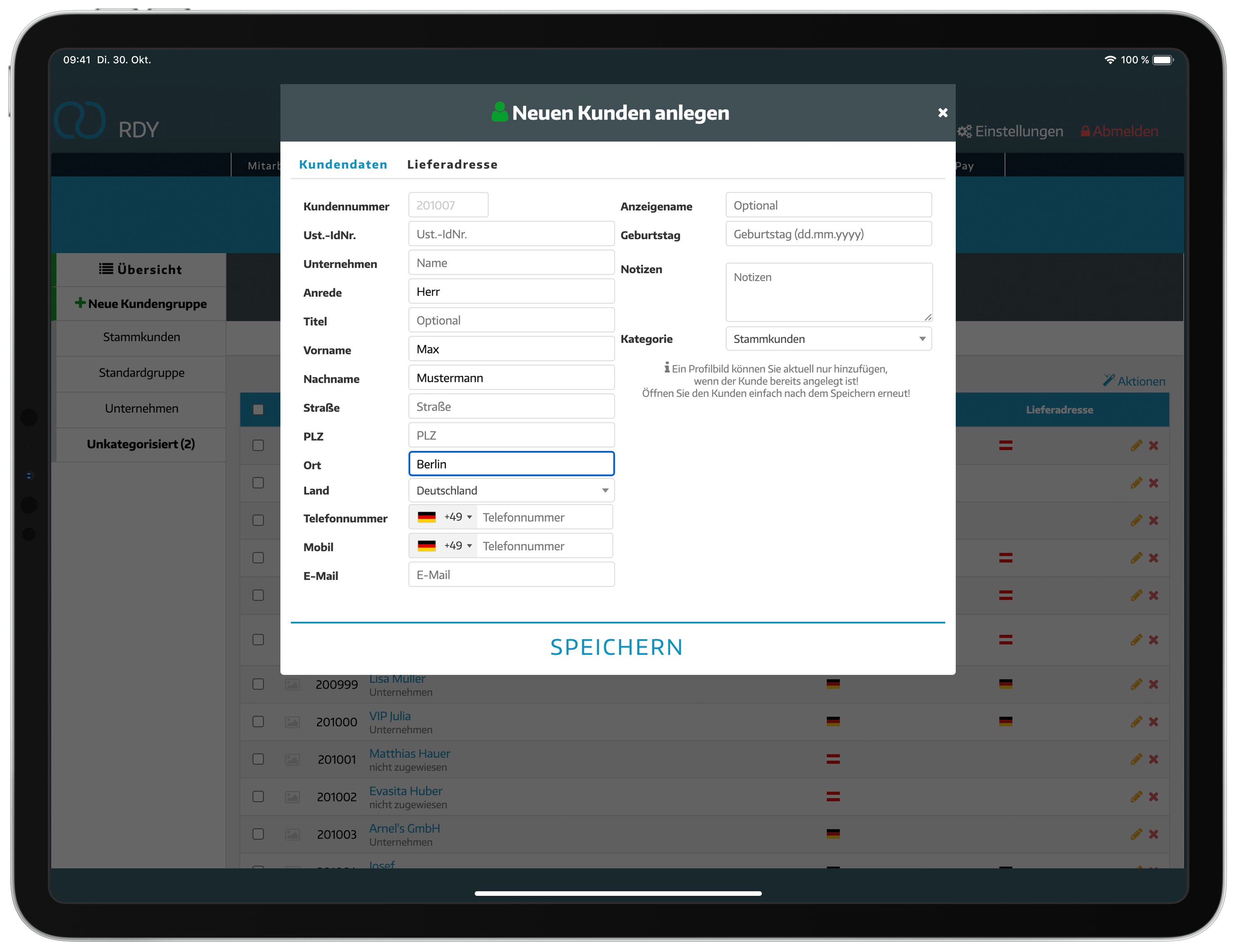 Neuen Kunden anlegen im Kassensystem