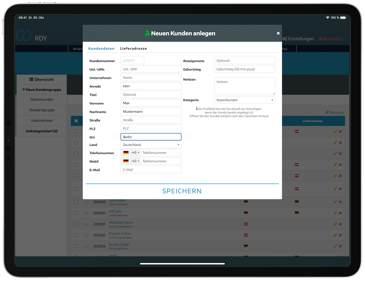 Kundendatenbank anlegen Neuen Kunden anlegen im Kassensystem