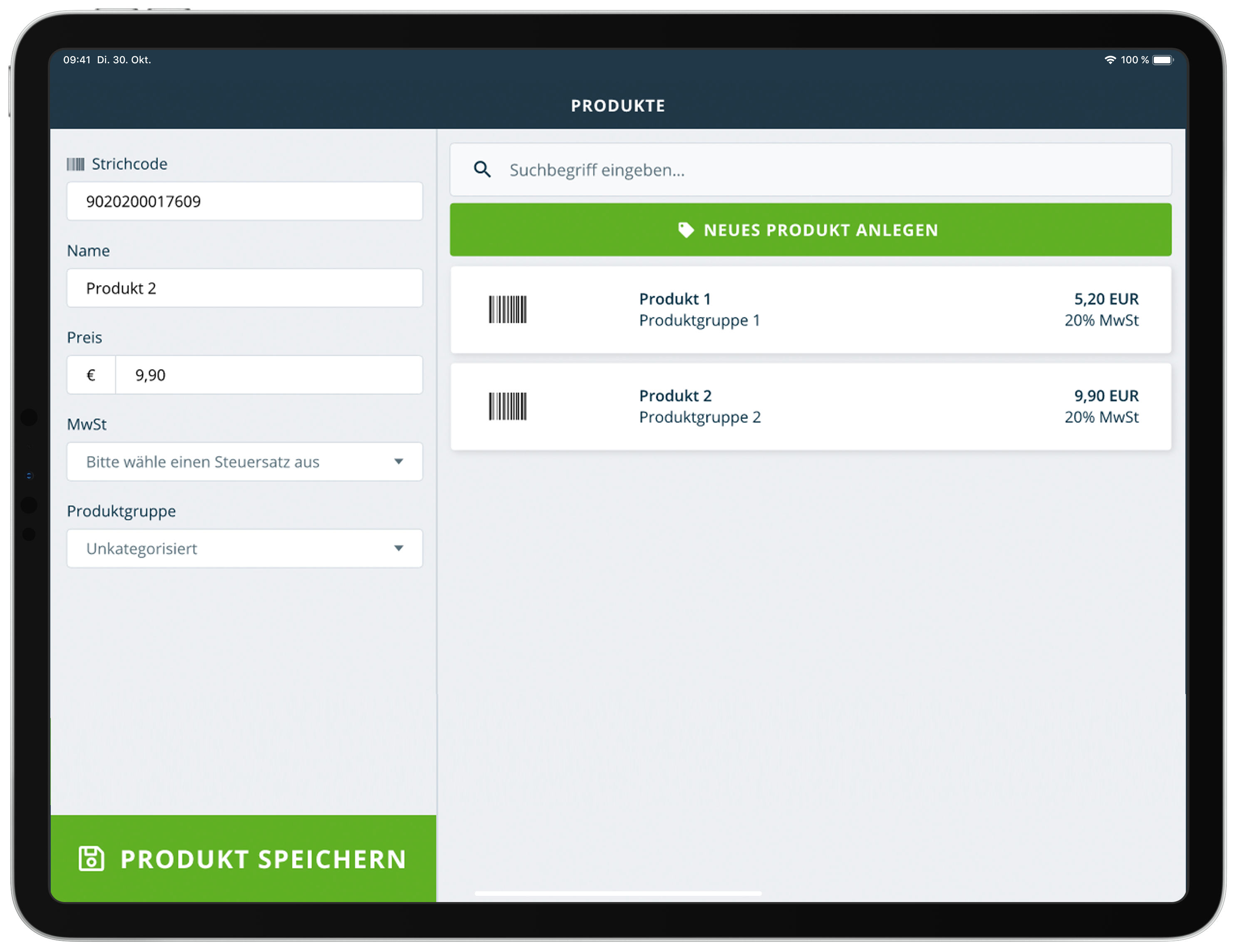 Produktverwaltung auf deiner iPad Kasse