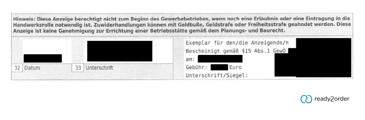 Gewerbeschein (Muster) Gewerbeschein (Muster)