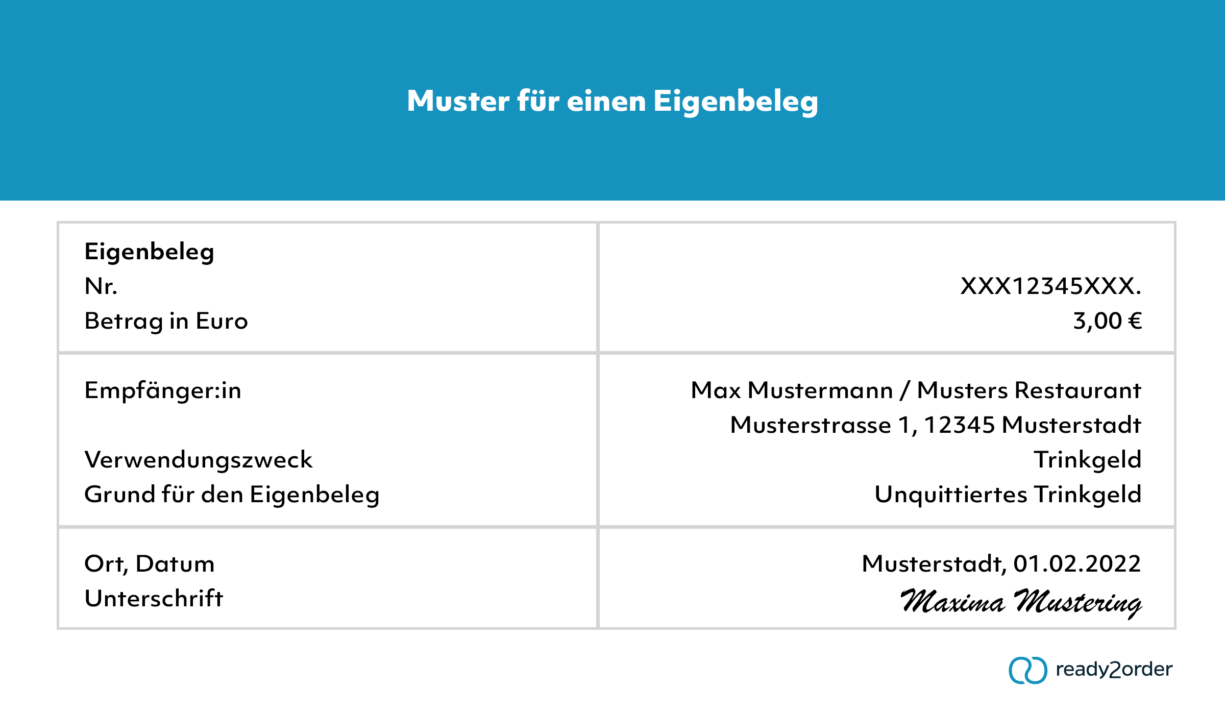 Muster für einen Eigenbeleg