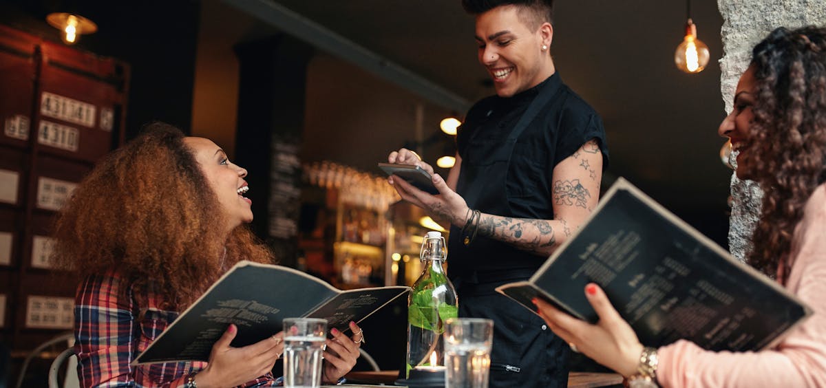 waiter with mobile POS waiter with mobile POS