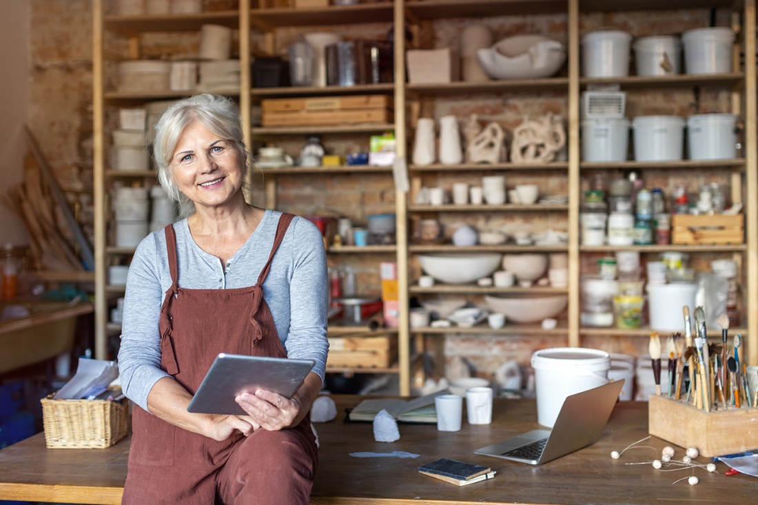 Händlerin in Töpferei