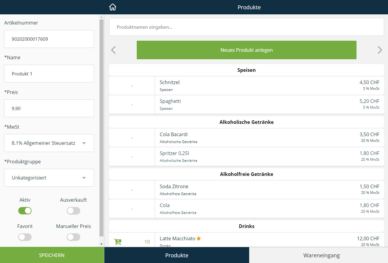 Einfach und schnell Produkte anlegen, ready2order Kassensystem