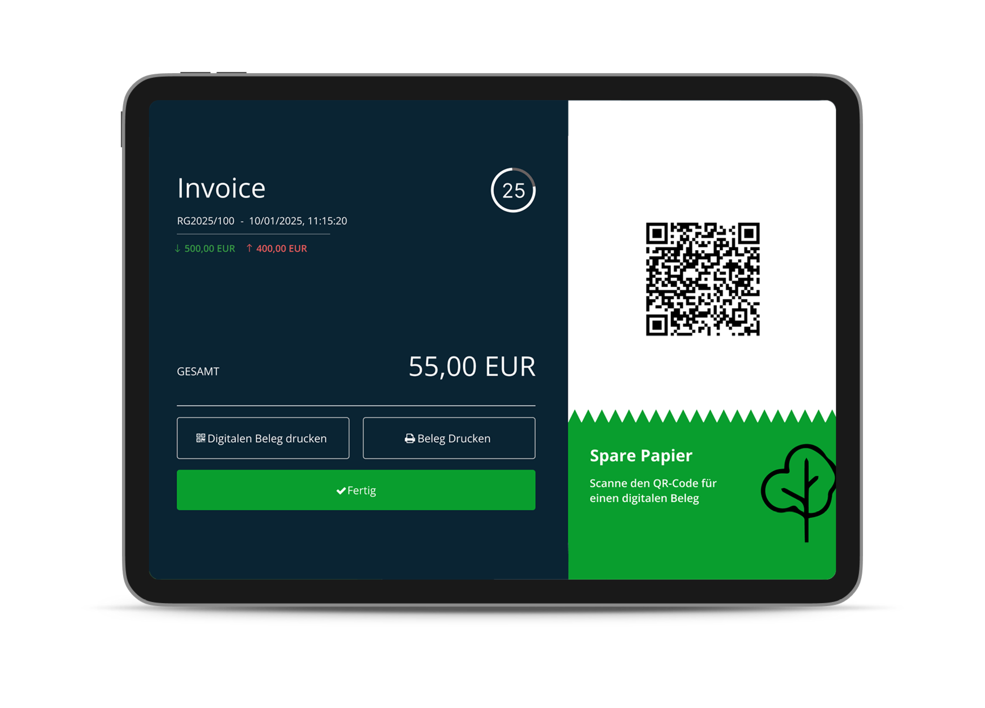 Digitaler Beleg auf iPad