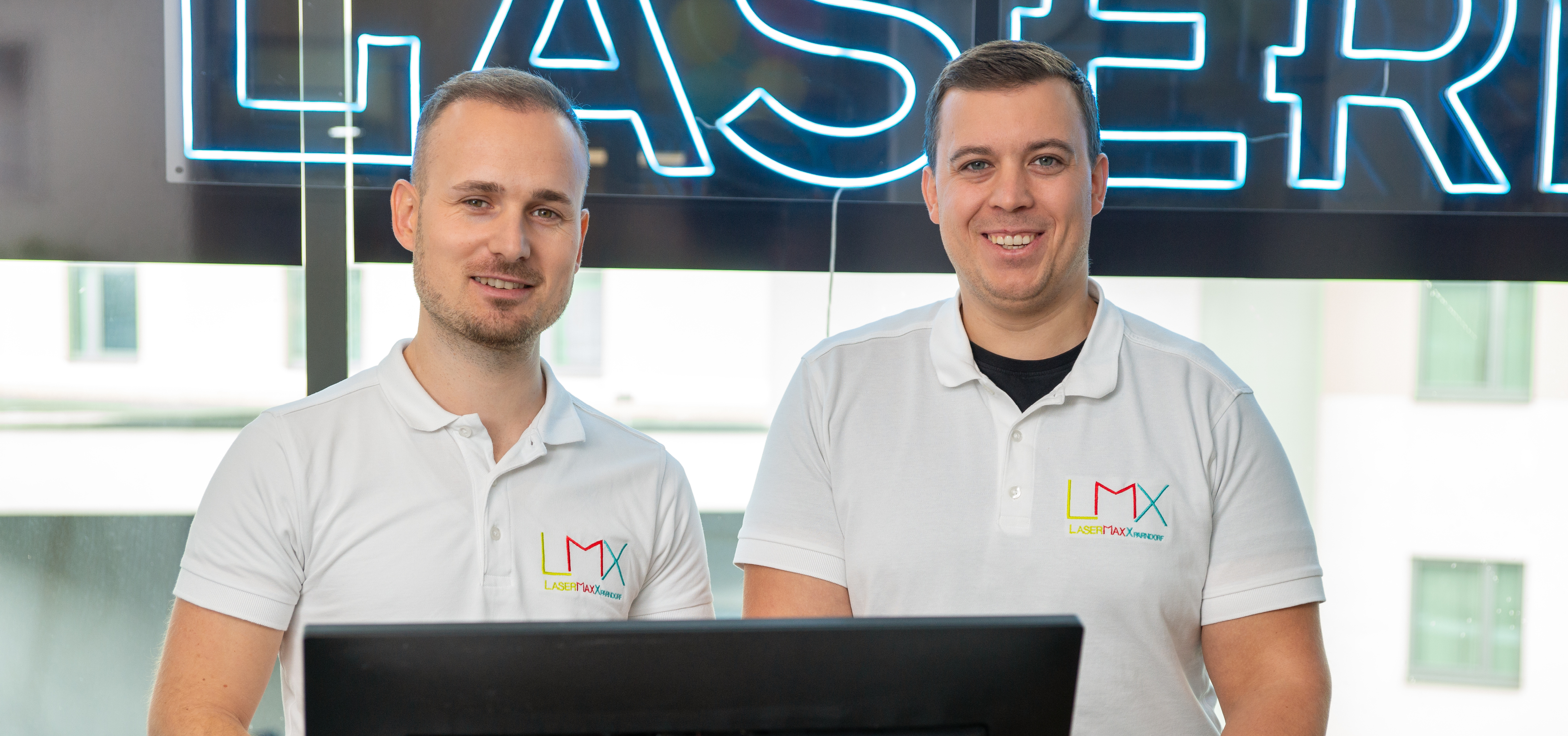 Patrick Kindlmayer und Markus Hubinger vpn LaserMaxx Parndorf