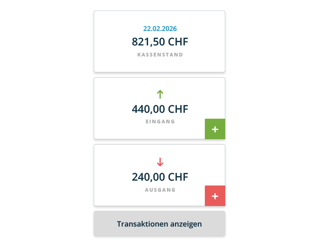Kassenbuch mobile Darstellung, ready2order für die Schweiz