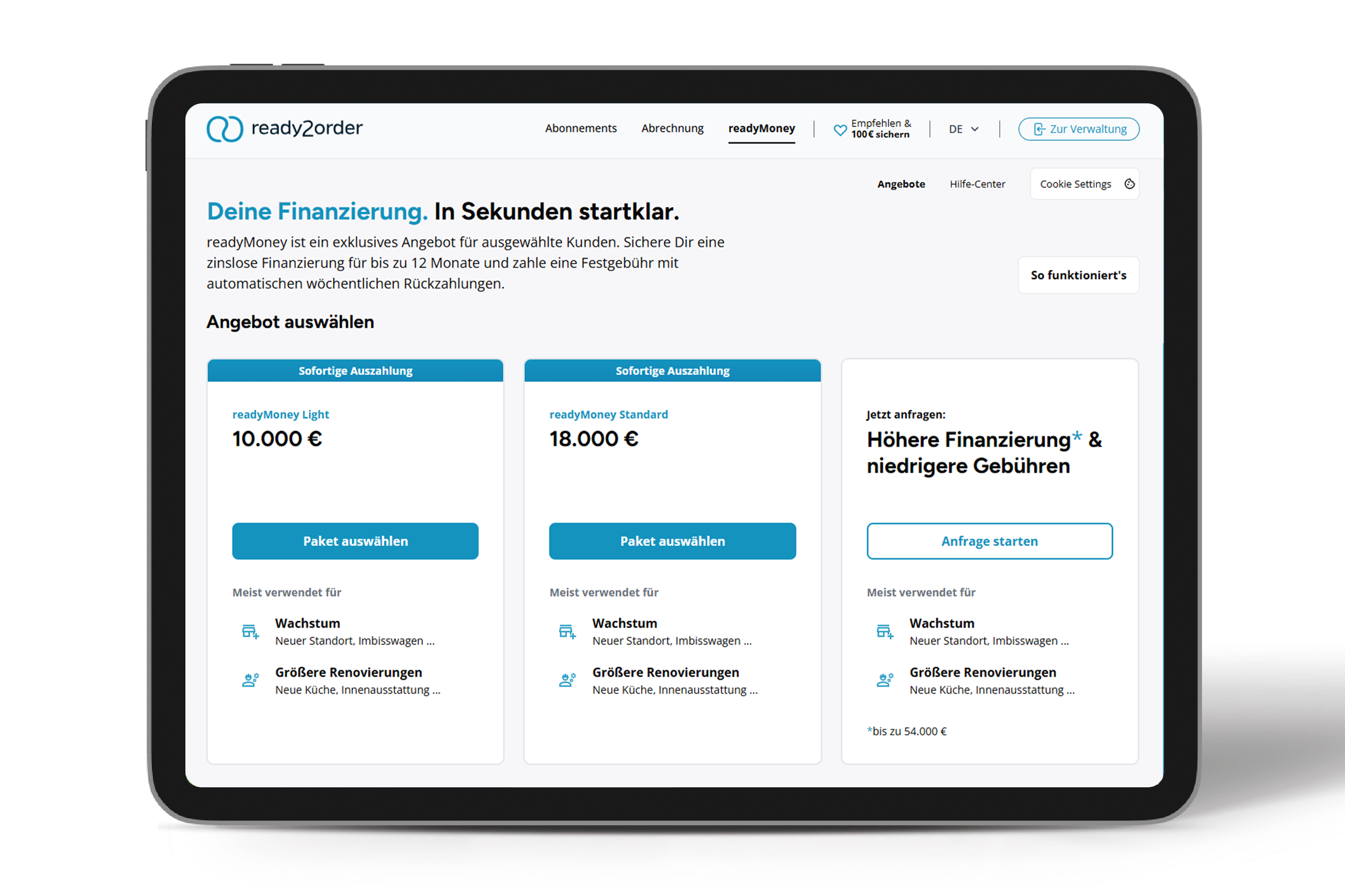 Wie beantrage ich readyMoney?