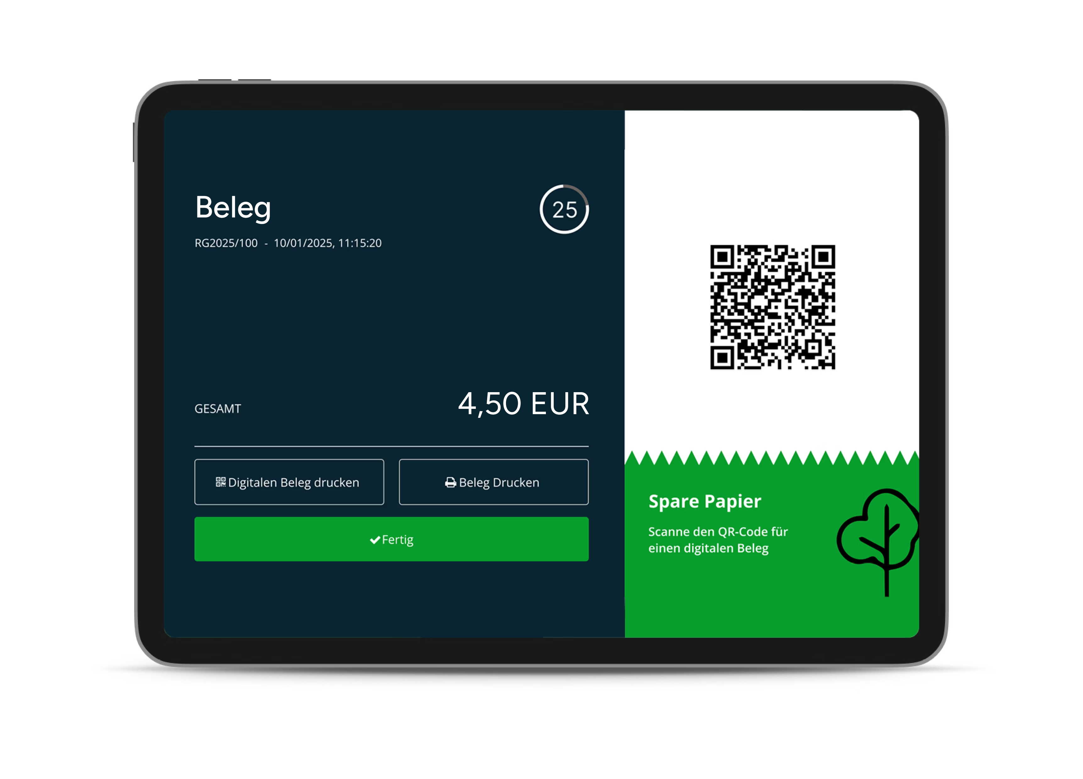 Digitaler Beleg auf iPad
