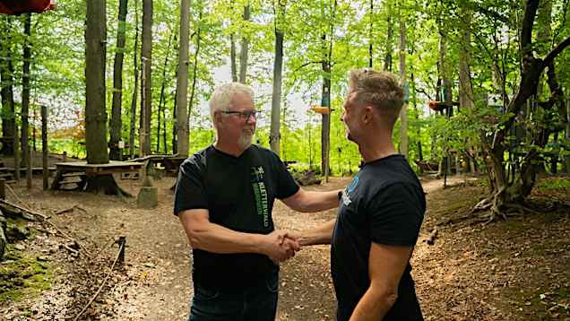 Wolfgang Placke, Kletterwald Ibbenbüren, und Daniel Puls von ready2order Wolfgang Placke, Kletterwald Ibbenbüren, und Daniel Puls von ready2order